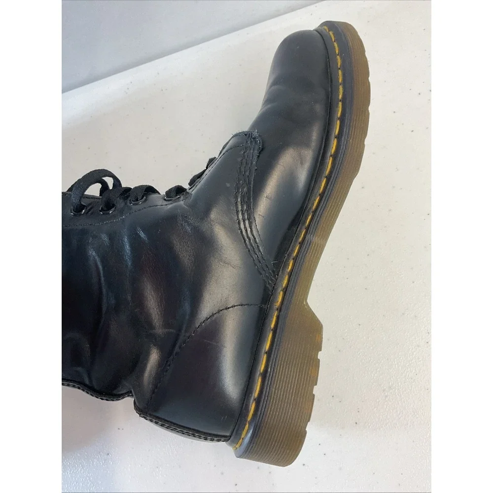 Dr. Martens 1460 Pascal Men's Size 9 Smooth‎ Leather Black Yellow Lace Up Boots
